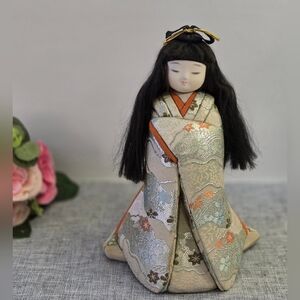 Vintage Japanese Kimekomi Girl Doll Traditional Folk Craft Japan 9.5" Tall